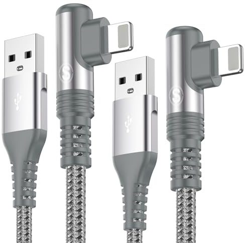 i Phone Ladekabel Ligtning Kabel [2Stück 3M],SWECENT 90 Grad Winkel Ligtning Schnellladekabel kompatibel für i Phone 14/13/11/XS/XS Max/XR/X/8/8 Plus/7/7 Plus/ 6s/6s Plus/6/6 Plus/SE/iPad Mini/Air/Pro