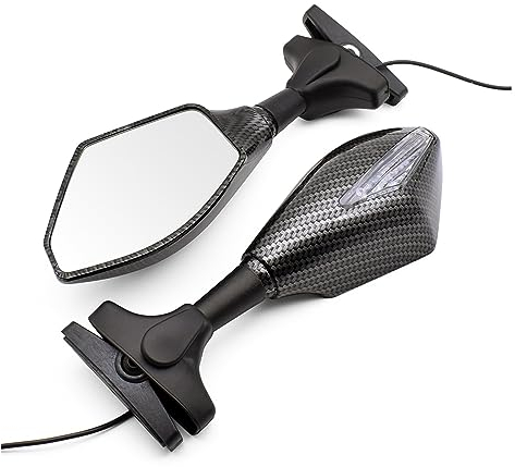 BLNETU Motorradspiegel Motorradspiegel Für Suzuki GSXR GSX-R 600 750 1000 K1 K2 K3 K4 K5 K6 K7 K8 K9 Motorrad Spiegel Carbon Blinker Rückspiegel Motorradspiegel (Color : Kohlefaser)
