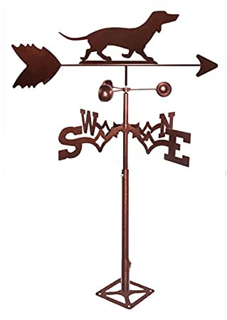 Exquisite Wetterfahne aus Metall, Ornament Dackel, Wetterfahne mit Windrichtungsanzeiger, Wetterfahne mit Metallhalterung für den Außenbereich, für Dächer im Freien, Bauernhof, Hof, Garten