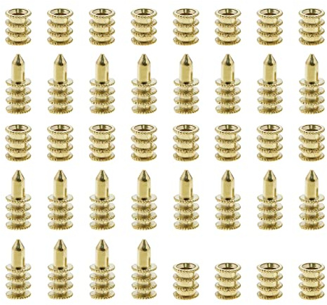 YINETTECH 20PCS Conectores de Manga de Perno de Mesa Pasadores de Hoja de Mesa con Enchufes Pasadores de Alineación de Hojas de Mesa de Aleación de Zinc para Muebles de Madera Gabinete Silla de Mesa