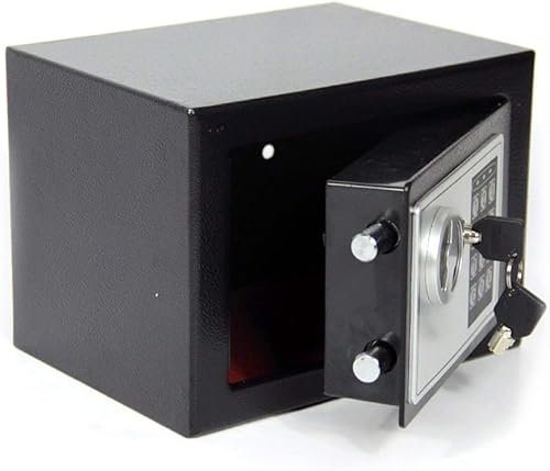 CASSAFORTE PER HOTEL 17X17X22 | CASSAFORTE DIGITALE CON CHIAVE | 4,6 LITRI COMPRESA DI PILE | CASSAFORTE PER ARMADIO, A MURO | TASTIERA LED E FORI DI FISSAGGIO INTERNI