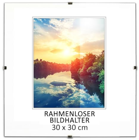 MG Design Portafoto senza cornice Clip con cornice per foto | Vetro acrilico | di alta qualità perfetto per casa e ufficio (30x30 cm)