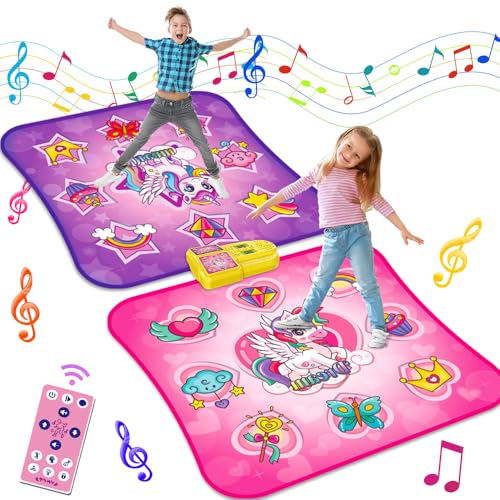 TERRAMUS Tanzmatten-Spielzeug für 3–12-jährige Kinder, Tanzspielpad für 1 und 2 Spieler mit LED-Licht und Bluetooth, Spielmatten mit integrierter Musik und 9 Stufen, Geschenk für Mädchen und Jungen