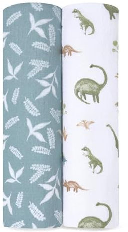aden + anais™ Essentials Wickeldecke aus Baumwoll-Musselin, Elefant, Zirkus, 2 Stück (Dino Dschungel)