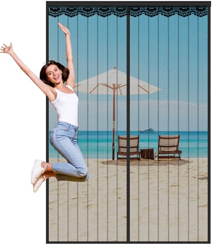 Magnetic Fly Screen Door,Fly Screens for Doors,Heavy Duty Bug Mesh Curtain with Powerful Magnets,Anti Mosquito Mesh Fly Curtain,Fly Nets for Doors Without Drilling,Keep Fly Bug Out,60x180cm,Black