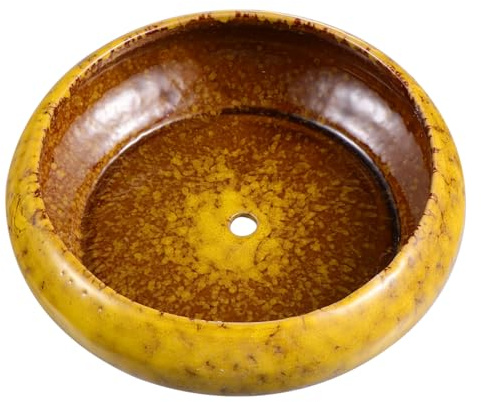 Levemolo Maceta para Suculentas y Cactus Vintage De Cerámica Esmaltada, Diámetro Grande, Color Amarillo, Orificio De Drenaje, Adecuado para Jardín, Oficina y Decoración Interior