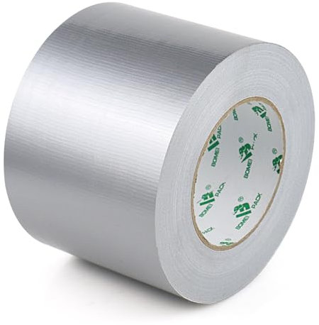 BOMEI PACK Cinta americana Gris de 100 mm x 50 m - Cinta de tela resistente, ancha, adhesiva e impermeable - Para reparar, fijar, agrupar