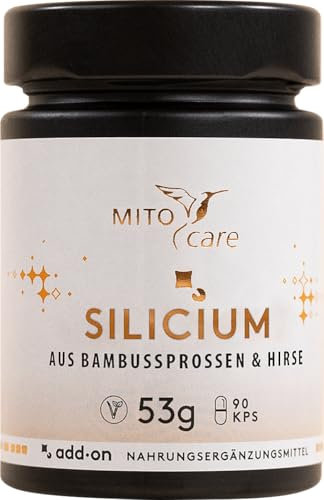 MITOcare Silicium - Kapseln hochdosiert -165mg Silicum pro Kapsel - aus Bambussprossen und Hirse - vegan & ohne Zusatzstoffe - 3 Monatspackung mit 90 Kapseln - Produziert in Deutschland