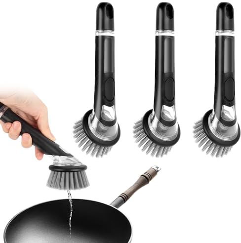Befüllbare Spülbürste, 3 Stück Spülbürste Mit Spülmittelspender Multifunktionale Geschirrbürste, Reinigungsbürste Küchenbürste für Topf, Pfanne, Spüle Reinigung