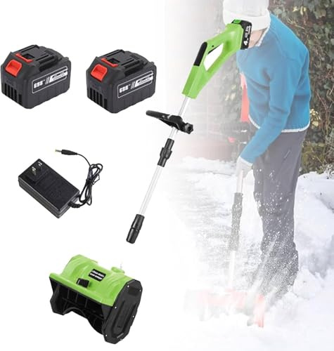 YLANMEI Souffleuse à Neige électrique, Pelle déneigement alimentée par Batterie, avec Affichage numérique déneigeuse sans Fil avec poignée réglable, Largeur Nettoyage du 28 cm,Green
