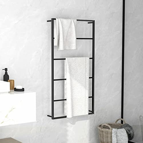 Porte-serviettes en acier noir 60x10x116 cm, porte-serviettes, échelle à serviettes, gain de place, porte-serviettes de salle de bain, porte-serviettes, porte-manteau, porte-serviettes pour salle de