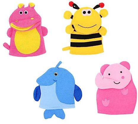 Ipetboom 4stücke Teiliges Junge Mädchen Cartoon-design Sanftes Peeling Waschhandschuhe Für Jungen Und Mädchen Massage Gründliche Reinigung Für Junge
