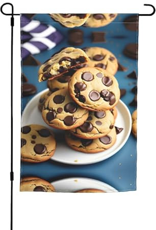 Cookies Food Chocolate Chips Kekse Druck Winter Gartenflagge doppelseitig, Garten Hof Haus Flaggen für Gartendekoration (nur Flagge)