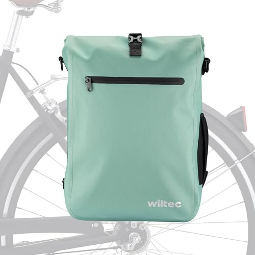 Wiltec Gepäckträgertasche mintgrün, Fahrradtasche Rucksack 25 l Stauraum, Gepäcktasche mit Laptopfach, wasserresistente Fahrrad Tasche