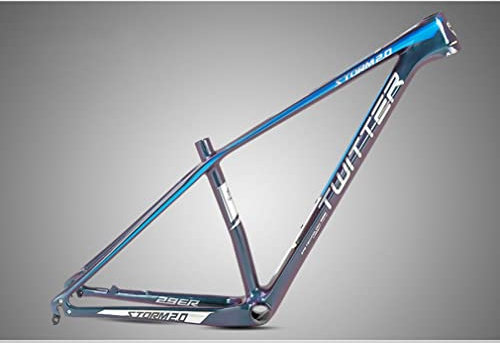 HSIRYAOHD Karbonfaser-Fahrradrahmen, 27,5er 29er, Mountainbike-Rahmen, 38,1 cm, 43,2 cm, XC-Hardtail-Rahmen, Scheibenbremse, interne Routing, QR, 135 mm (blau, 73,2 x 43,2 cm)