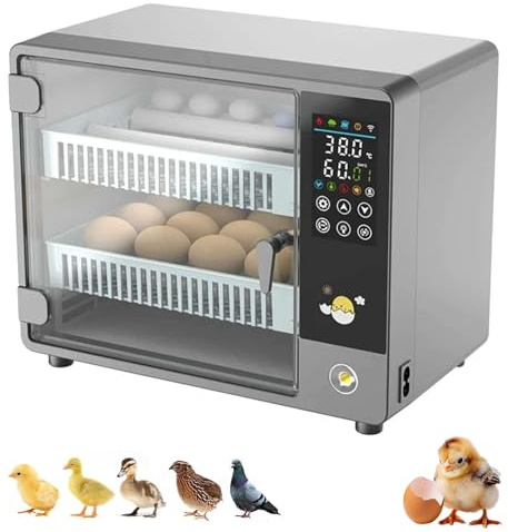 Automatische Brutmaschine für 26 Eier, mit farbigem Touchscreen, automatische Rotation der Eier, Temperaturkontrolle, Luftbefeuchtung, Inkubator für Eier, Huhn, Wachteln, Küken.