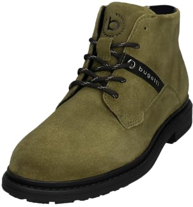 bugatti Stivali da uomo con lacci, fodera fredda, plantare intercambiabile, Verde scuro 7100, 43 EU