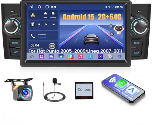 Inefala 2G+64G Autoradio Android per Fiat Punto 2005-2009/Linea 2007-2011