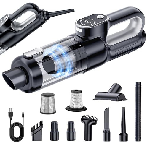 HYNXM Handstaubsauger Akku, 20000Pa Auto Staubsauger Stark, 4-in-1 Mini Staubsauger, 2-Gang Tragbarer Autostaubsauger, Akku Handstaubsauger Kabellos für Auto, Büro, Zuhause, Tierhaare