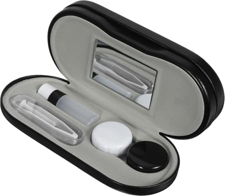 VALICLUD Estuche para Lentes de Contacto Doble Uso, Negro, de PU
