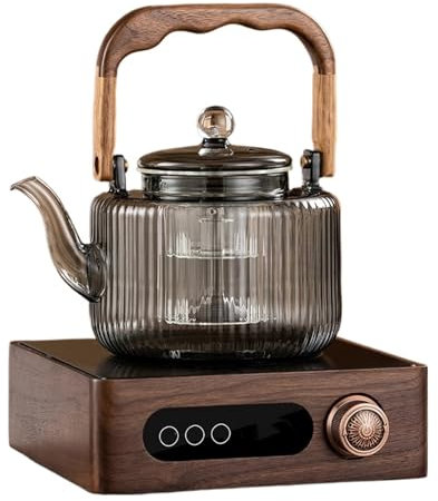 Théière électrique en céramique 1500 W, bouilloire silencieuse, ensemble théière avec plaque de cuisson en céramique, théière entièrement automatique, for préparer du thé à la maison ou au camping