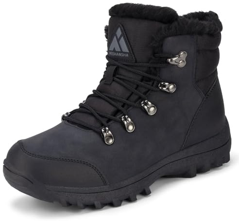 Mishansha Winter Boots for Women Water-Resistant Warm Snow Boots with Fur Lining Non Slip Sole for Outdoor Cold Weather Hiking Walking Trekking Lividity Black Size 8
