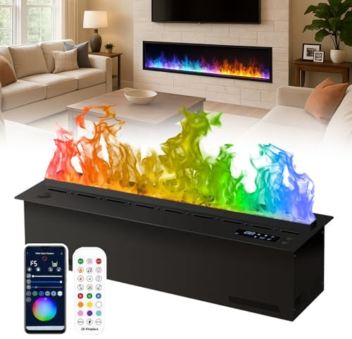 Chimenea De Vapor De Agua, Chimenea De Vapor Empotrada con Aplicación Y Control Remoto, con Llama De 9 Colores Y Conexión Directa Al Agua, Chimeneas Eléctricas con Ajuste De Llama 180cm/70in