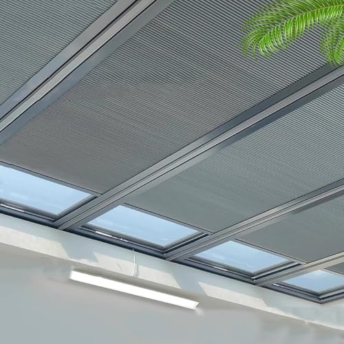 Stores Et Voilages Pour Puits De Lumière, Stores Cellulaires Sans Cordon Avec Cadre En Aluminium Étanches Et Isolants Thermiques Pour Greniers Et Pièces Vitrées 100 % Occultants(100x65cm/39.4x25.6in)
