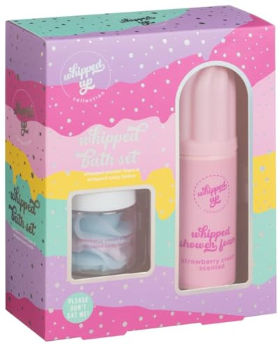 New Whipped Bath & Body Gift Set Duo – Shower Foam 150ml & Body Butter 50g – Available in Vanilla & Strawberry cream – Hydrating Skincare A-16 (150ml, Strawberry Cream)