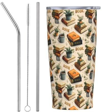 Vaso de café con tapa y popote, vasos aislados de acero inoxidable de 20 onzas, taza de café personalizada, botella de agua