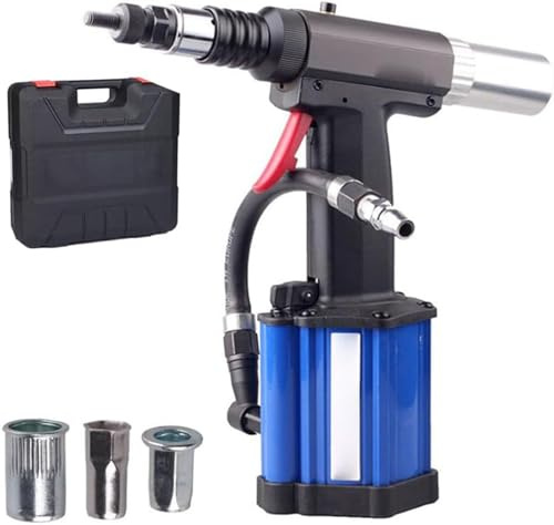 YXZQLOZ Heavy-duty pneumatic hydraulic rivet nut tool, pneumatic hydraulic rivet gun with 5 metric sizes and nosepiece assembly for split nuts and lantern rivet nuts