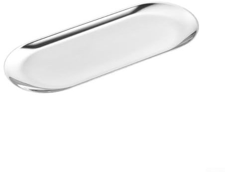 Honseadek Bandeja de acero para encimera de baño, ovalada y organización de frutas, bandeja de almacenamiento pulida con espejo para té, cosméticos de acero inoxidable y judío (23 cm)