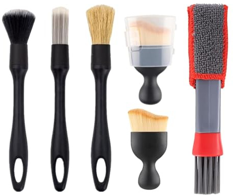 Marnovest 6PCS Car Detailing Brush Set, Soft Automotive Cleaning Brushes, Dusting Crevice Brushes Kit for Automotive Interior Exterior Trim Rim Dashboard Cleaning