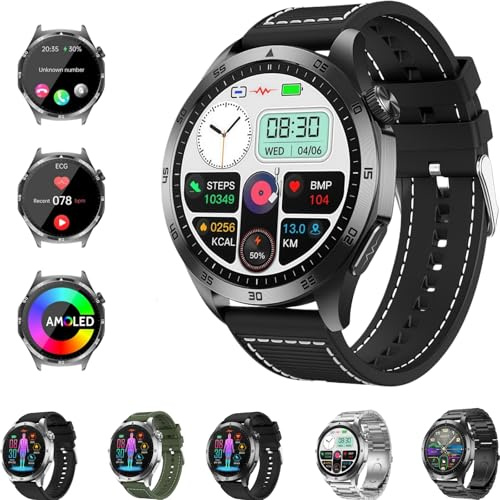 BEYERSWERK Alpha Pro Neu Smartwatch 1,43 AMOLED Fitness Gesundheitsuhr, EKG/BMI, 24h Herzfrequenz/Blutdruck/SPO2, Schlaf/Apnoe Überwachung, Bluetooth-Anrufe, SOS-Notruf, iOS&Android kompatibel (E)