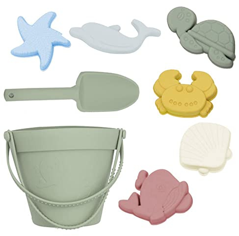 Sandleksaksset, sommarbarn strandhink och spade leksaksset Säker silikon utgrävningsverktyg för förälder-barn utomhus, 8-pack leksaker