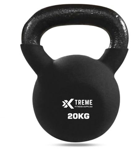 Xtreme Fitness Kugelhantel 4-24kg mit Neoprenbeschichtung, Massive Gusseisen Kettlebell mit ergonomischem Griff, Robuste Hantel für Kraft, und Core Training, Ideal für CrossFit, HIIT und Home Gym