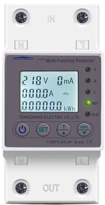 Interruttore automatico intelligente 1P+N 63A, contatore di energia, misurazione kilowattora, timer con protezione da tensione, corrente e perdite(TOMPD-63LW)