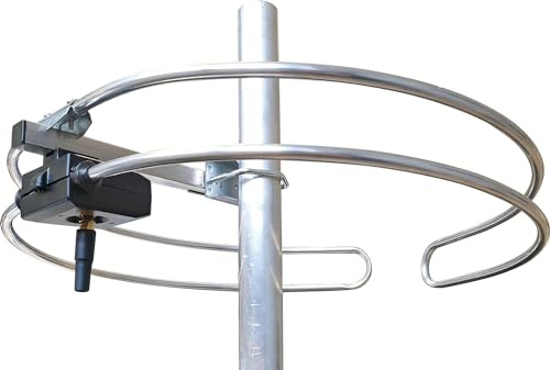 Schwaiger ANTURA1041 Radio Antenne UKW FM Ringdipol Antenne Radioempfang analog Dachantenne 87,5-108 MHz mit Symmetrieüberträger Mastschelle 32-60 mm vormontiert Aluminium
