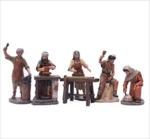 Set di 5 Statuette Artigianali | Figure misteriose |Figure del presepe |Serie 11 cm| Progettato da José Luis Mayo Decorazione natalizia |Nascita