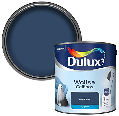 Dulux 5293076 Walls & Ceilings Matt Emulsion Paint, Sapphire Salute, 2.5 Litres