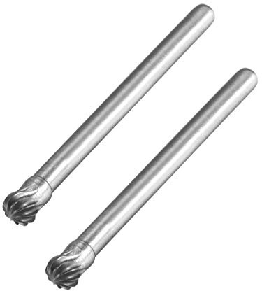 sourcing map Tungsten Carbide Rotary Files 1/8 Shank, Single Cut Ball Shape Rotary Burrs Tool 4mm Dia, for Die Grinder Drill Bit Alloy Steel Hard Metal Carving Polishing Engraving, 2pcs