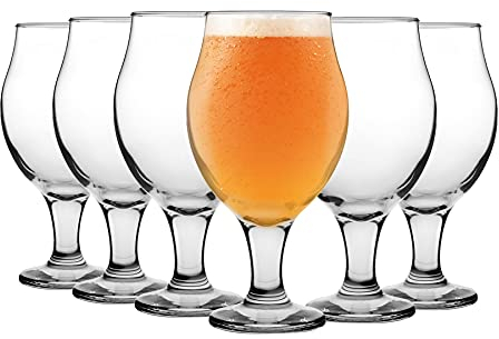 LAV 12 Pieza Angelina clásico Tulipán Vaso de Cerveza Set - Grande en Forma de Cuenco Craft Beer Glasses Ale - Claro - 570ml