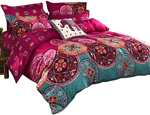 Juego de Ropa de Cama Estilo Bohemio para Dormitorio,súper King del suroeste Indio,de impresión Bohemia,con 2 Fundas de Almohada Suave,Estilo exótico,con Cremallera,3 Piezas