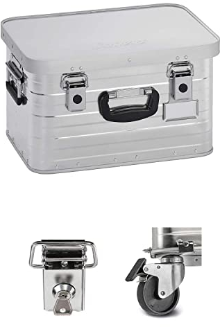 Enders Alubox 29 L mit Schloss Set + Transportrollen - Aluminium Box 0,8 mm Wandstärke, spritzwasserdicht, stapelbar - Alu Box, Alukiste, Metallbox - verwendbar als Transportbox, Lagerbox