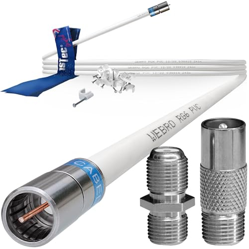 1STec 5m White Virgin Media Quick Fit Male Push On or Over Female F-connector Technetix Isolator IEC Webro Extension Cable for V6 TIVO Set Top Box VIVID Fibre Super Hub Broadband Modems to 5 Metre