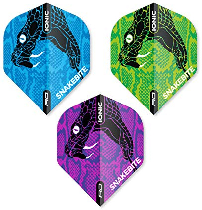 RED DRAGON Hardcore Snakebite Ionic Snake Head Dart Flight Selection Pack - 3 Sets Per Pack (9 Dart Flights in total)