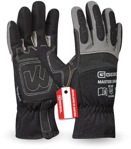 Gebol Master Shock arbetshandskar, storlek 10/XL, läder, vadderad | För verkstad, montering och bil, säkert grepp vid varje handtag, fin taktil känsla, bekväm passform