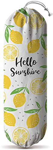 Hglian Lemon Grocery Bags Holder,Sunshine Plastic Bag Holder Garbage Shopping Trash Bags Storage Organizer,Cute Lemon Kitchen Décor, Gifts for Women