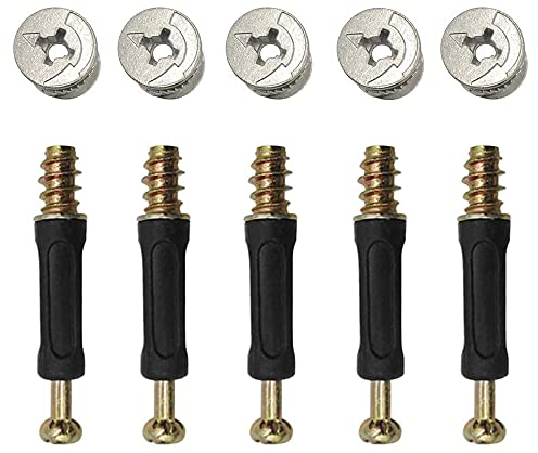 Bestgle 50 Sets Furniture Connecting Cam Lock Fittings with Dowel, Cam Lock Connectors, Fastener Screws & Nuts for Wardrobe, Cabinet & Wood Panel Assembly