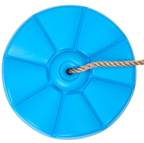 TRIBECCO Schaukel Ø 31 Blume Schaukelrad Schaukelteller Spielplatz Schaukelsitz Anti-Rutsch-Kunststoff rund mit Verstellbarer Seilaufhängung Kinderschaukel - belastbar bis 50 kg (Blau)